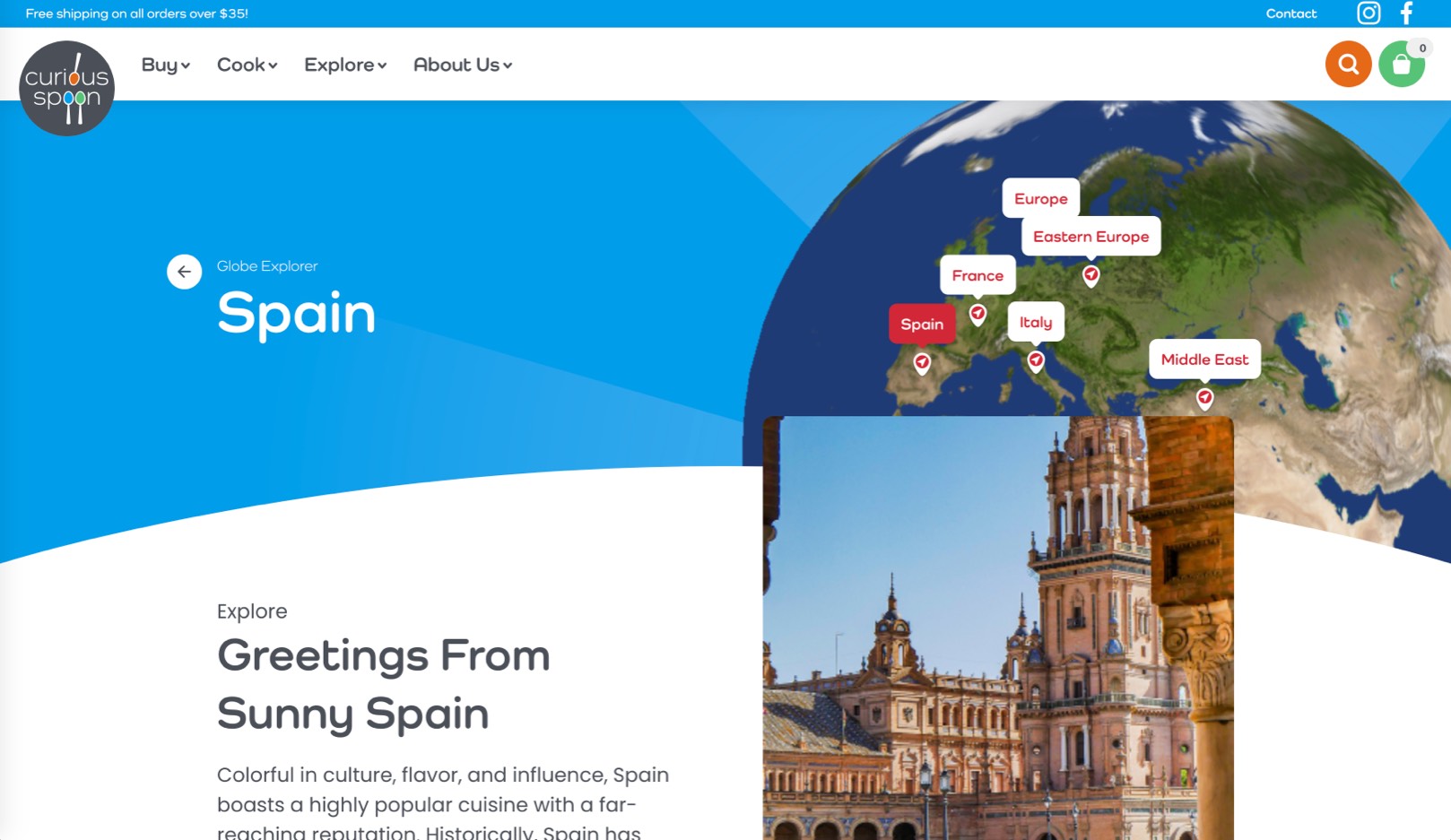 <p>An interactive globe for Curious Spoon Foods</p>