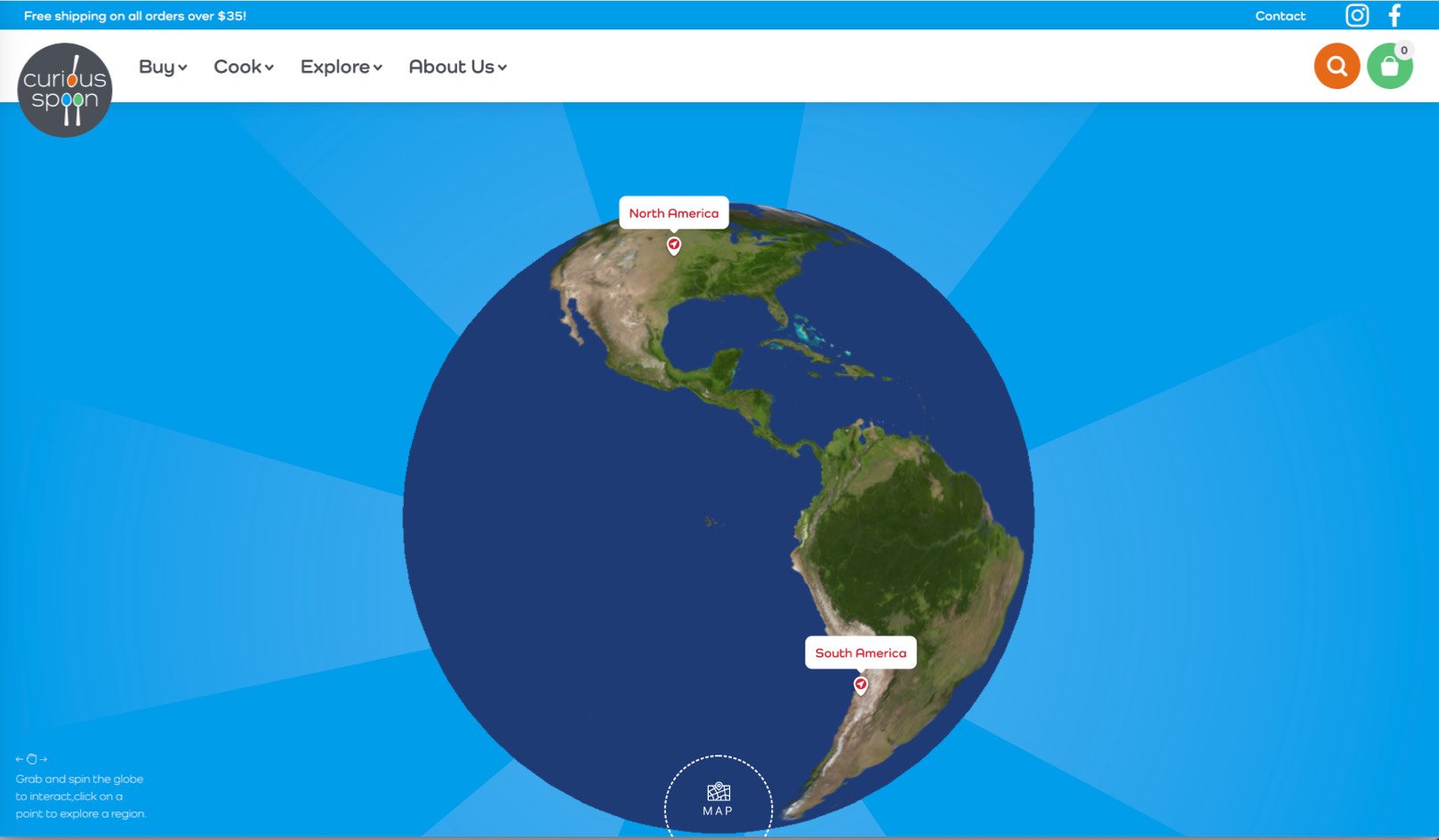<p>An interactive globe for Curious Spoon Foods.</p>